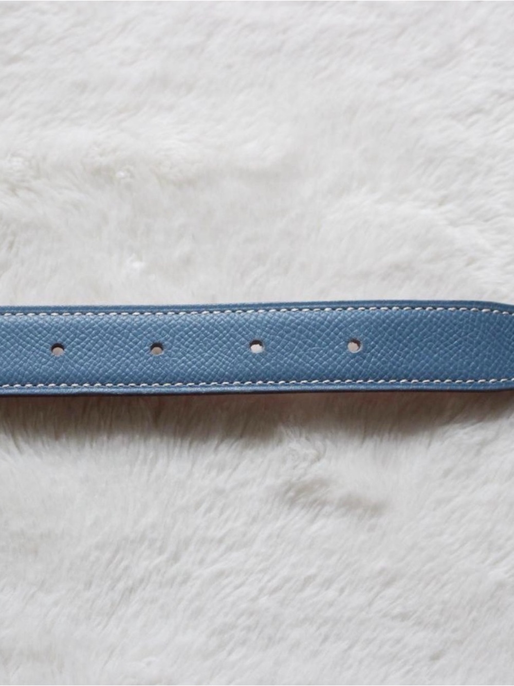 Hermes Blue Textured Leather Men's Belt